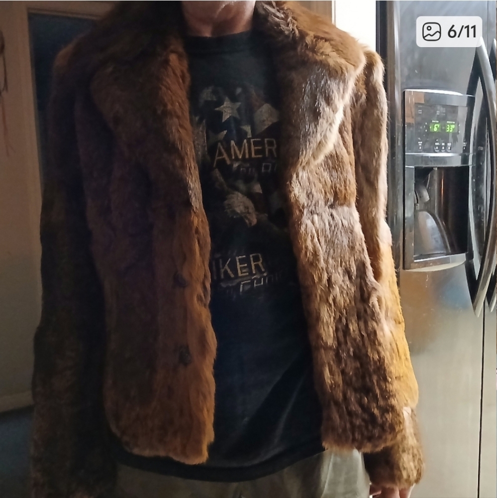 Luxurious Tan Teddy Jacket for Men size Medium or for a Woman size Large
